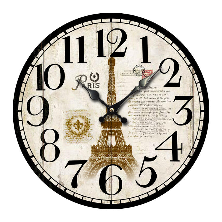 Creative Wooden Wall Clock European Tower Creative Home Clock Living Room Bedroom Wall Clock Wholesale Factory Direct Explosion Models PearlNestDecor.com