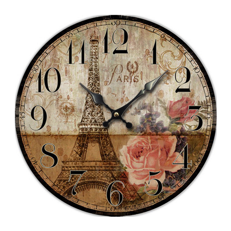 Creative Wooden Wall Clock European Tower Creative Home Clock Living Room Bedroom Wall Clock Wholesale Factory Direct Explosion Models PearlNestDecor.com