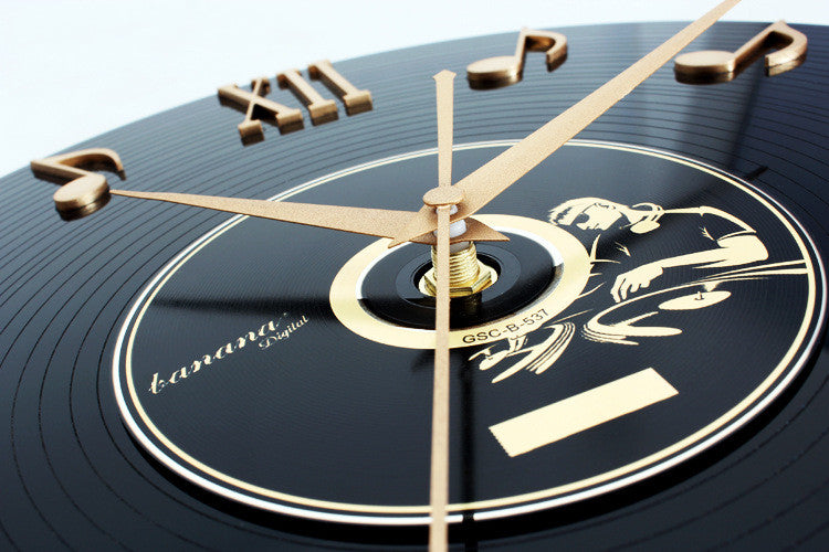 Golden Years Music Notes Retro Nostalgic 3D Stereo Vinyl CD Record Wall Clock PearlNestDecor.com