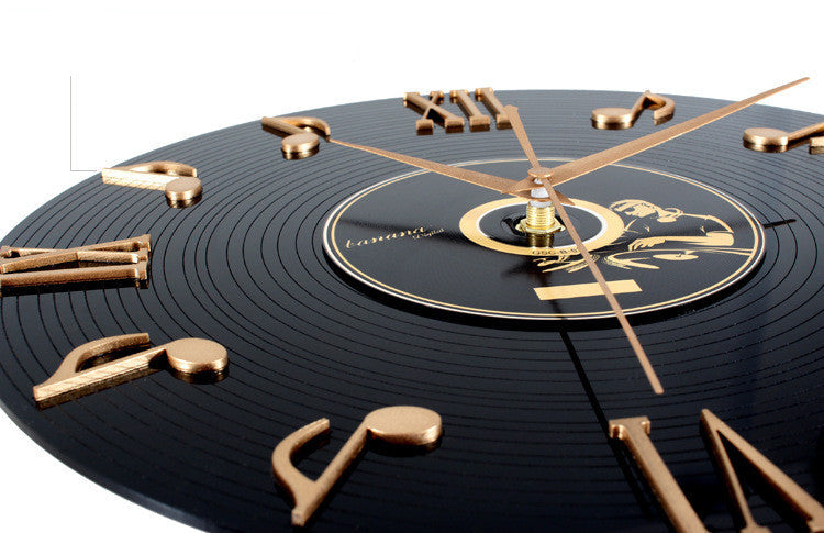 Golden Years Music Notes Retro Nostalgic 3D Stereo Vinyl CD Record Wall Clock PearlNestDecor.com