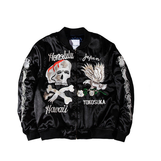 Skull Pattern Embroidery Men's Casual Jacket Men's Autumn And Winter Jacket Best YouTube Store
