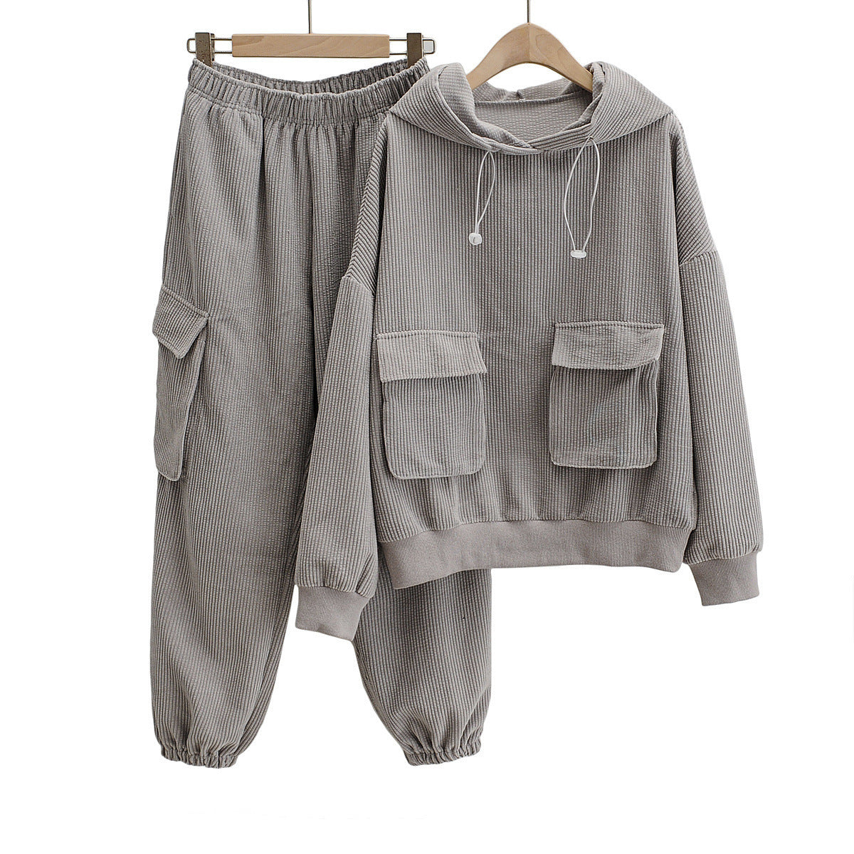Fashion Two-piece Hooded Sweatshirt With Loose Pockets