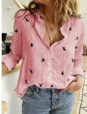 Lapel Long Sleeve Shirt Fashion Solid Color Button Top Women's Clothing NorixaFashion.com