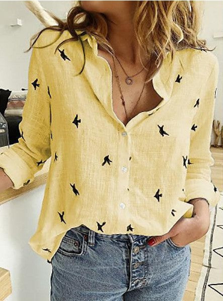 Lapel Long Sleeve Shirt Fashion Solid Color Button Top Women's Clothing NorixaFashion.com