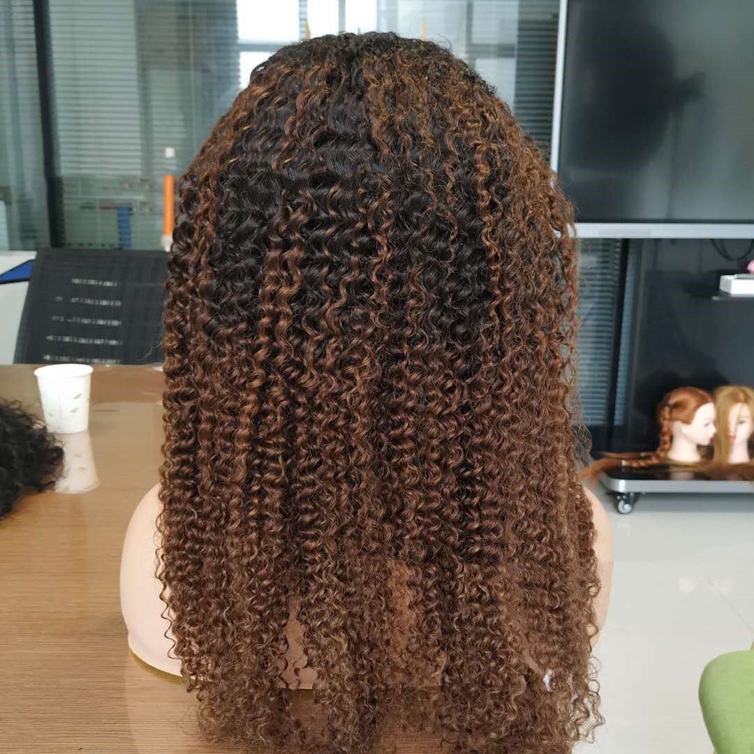 10A Ombre Human Hair Kinky Curly 4x4 Lace Front Wigs T1B 30 LadyShow.Store