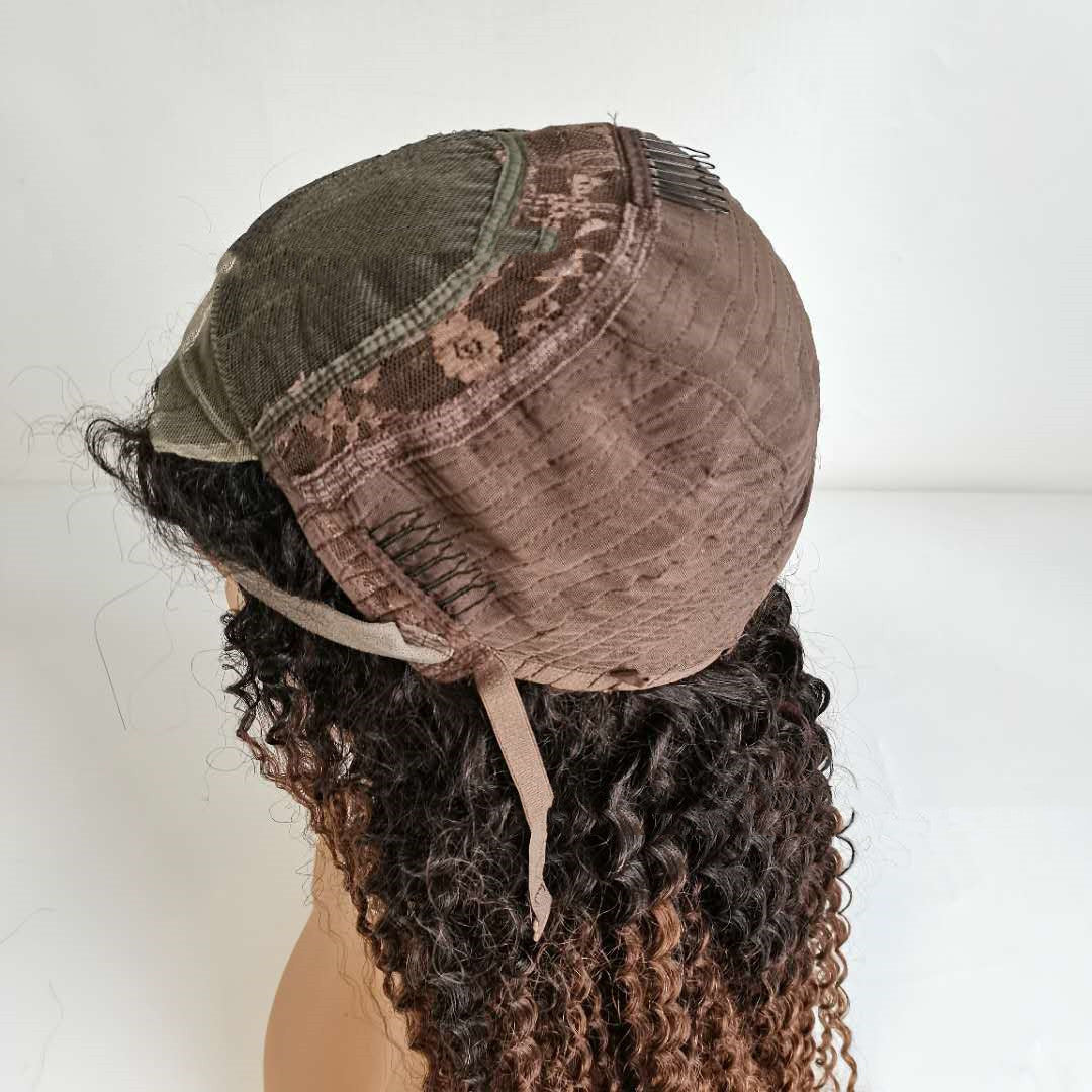 10A Ombre Human Hair Kinky Curly 4x4 Lace Front Wigs T1B 30 LadyShow.Store