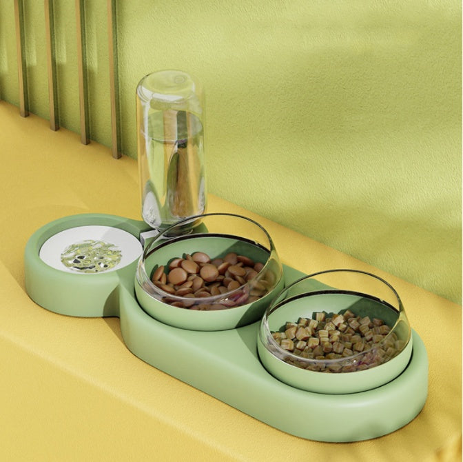 Pet Cat Bowl Automatic Feeder Dog Cat Food Bowl With Water Fountain Double Bowl Drinking Raised Stand Pets Fashion