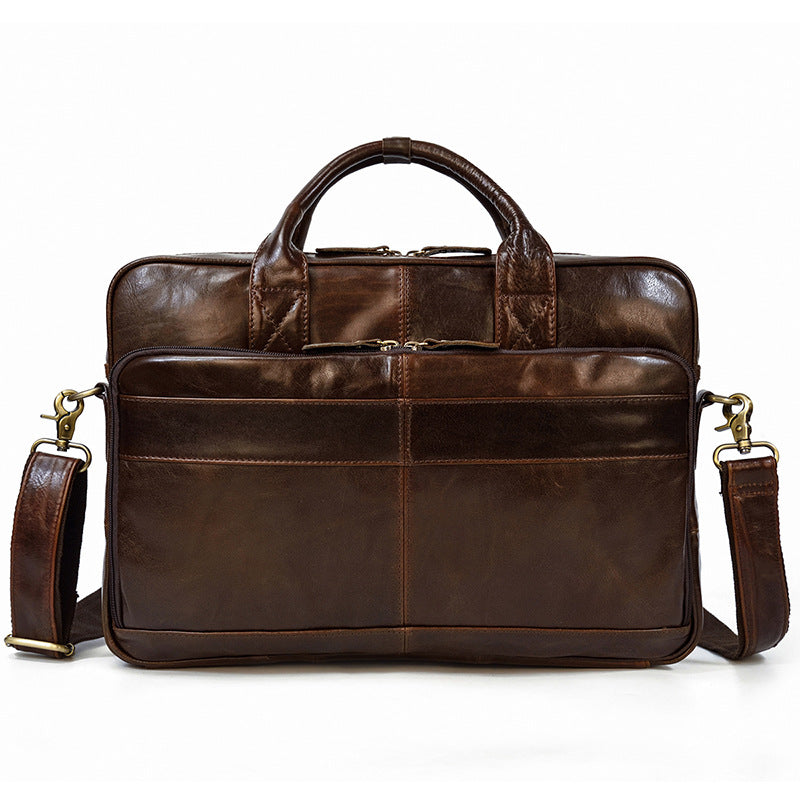 Vintage Men's Briefcase Genuine Leather Business Commuter Bag Crazy Horse Leather CJD