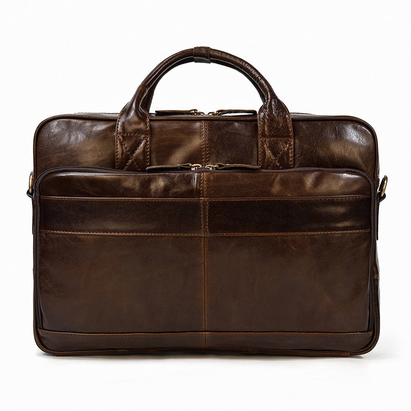 Vintage Men's Briefcase Genuine Leather Business Commuter Bag Crazy Horse Leather CJD