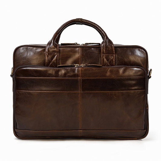Vintage Men's Briefcase Genuine Leather Business Commuter Bag Crazy Horse Leather CJD
