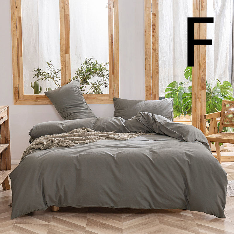Washed Cotton Four-piece Set, Simple Bedding, Home Textile Cotton Quilt Cover, Bed Sheet CJD2