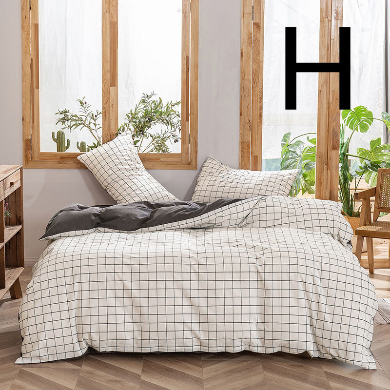 Washed Cotton Four-piece Set, Simple Bedding, Home Textile Cotton Quilt Cover, Bed Sheet CJD2