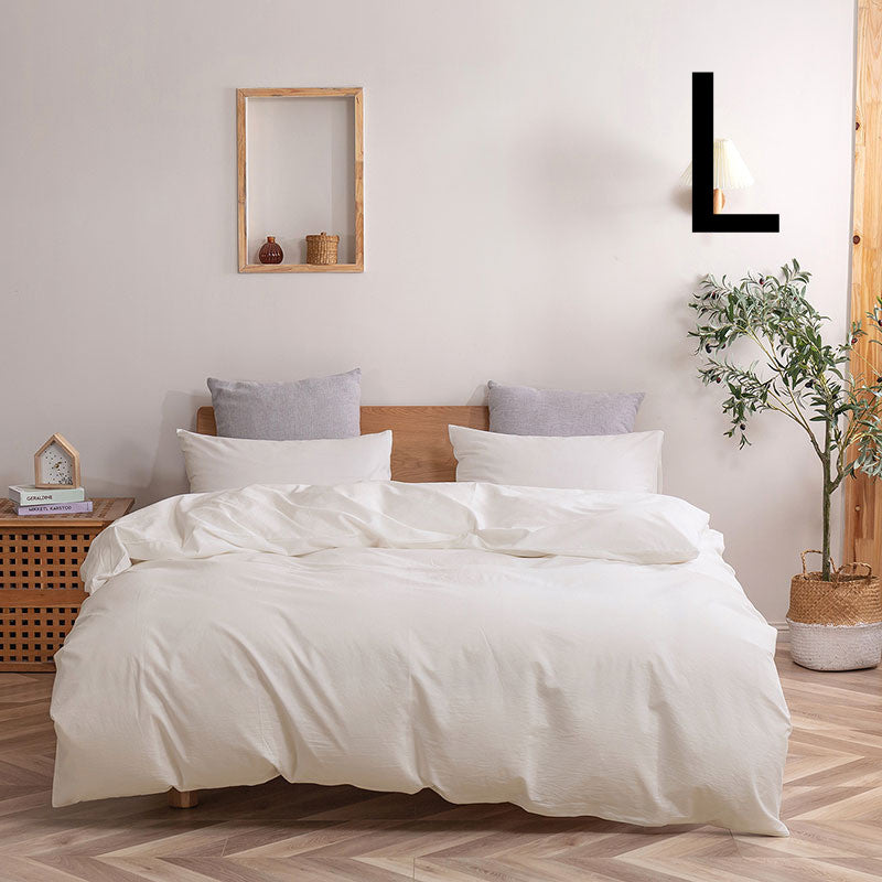 Washed Cotton Four-piece Set, Simple Bedding, Home Textile Cotton Quilt Cover, Bed Sheet CJD2