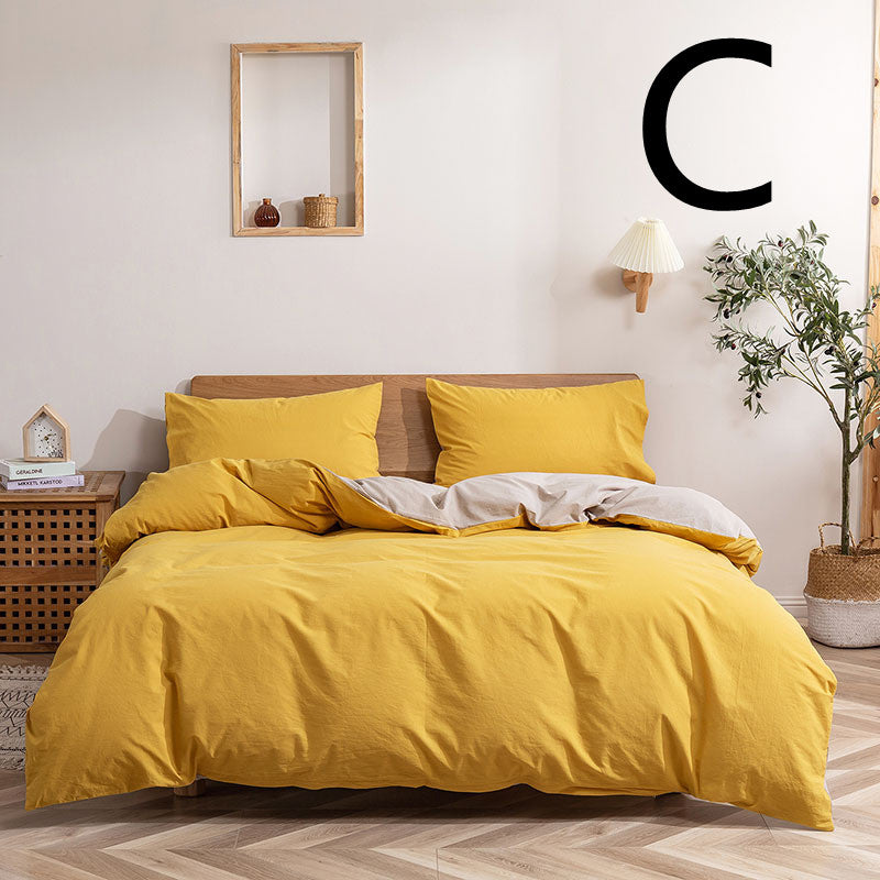Washed Cotton Four-piece Set, Simple Bedding, Home Textile Cotton Quilt Cover, Bed Sheet CJD2