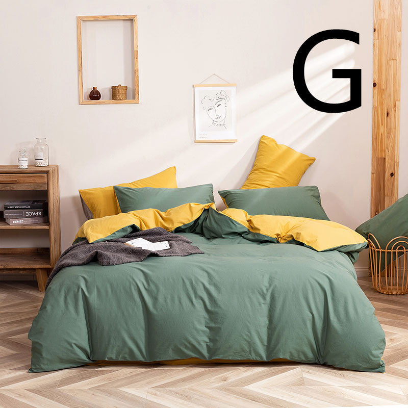 Washed Cotton Four-piece Set, Simple Bedding, Home Textile Cotton Quilt Cover, Bed Sheet CJD2