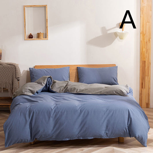 Washed Cotton Four-piece Set, Simple Bedding, Home Textile Cotton Quilt Cover, Bed Sheet CJD2