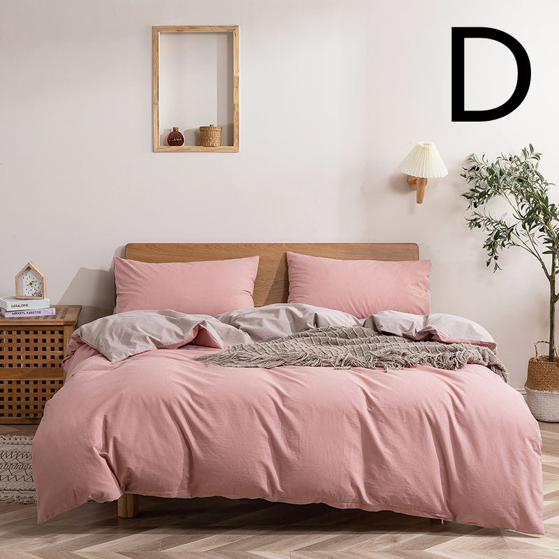 Washed Cotton Four-piece Set, Simple Bedding, Home Textile Cotton Quilt Cover, Bed Sheet CJD2