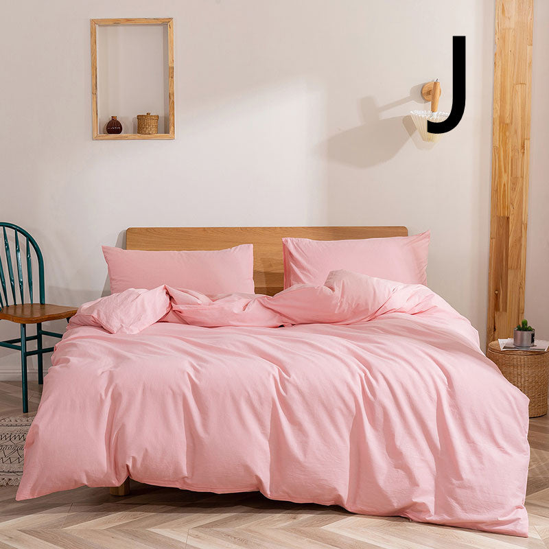 Washed Cotton Four-piece Set, Simple Bedding, Home Textile Cotton Quilt Cover, Bed Sheet CJD2