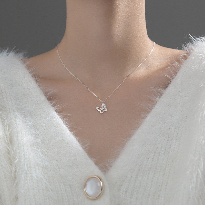 S925 Silver Diamond Butterfly Forest Necklace LadyShow.Store