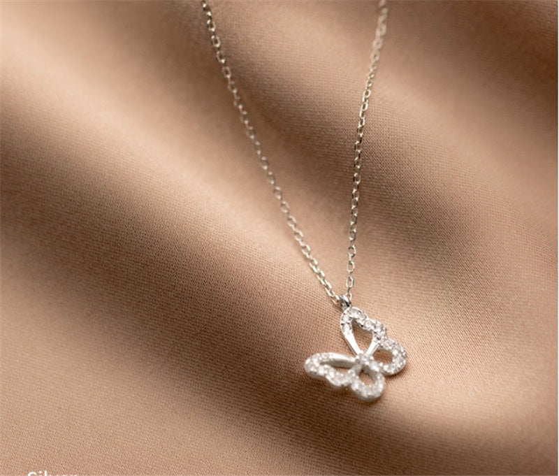 S925 Silver Diamond Butterfly Forest Necklace LadyShow.Store