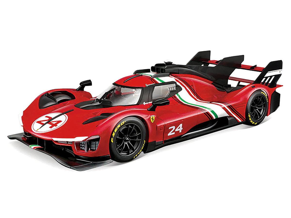 Ferrari 499P Modificata #24 Red with Italian Flag Stripes "Racing" Series 1/18 Diecast Model Car by Bburago LuxuryLifeWay Online Store