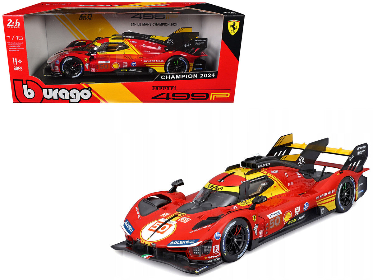 Ferrari 499P #50 Antonio Fuoco - Miguel Molina - Nicklas Nielsen "Ferrari AF Corse" Winner "24 Hours of Le Mans" (2024) "Racing" Series 1/18 Diecast Model Car by Bburago LuxuryLifeWay Online Store