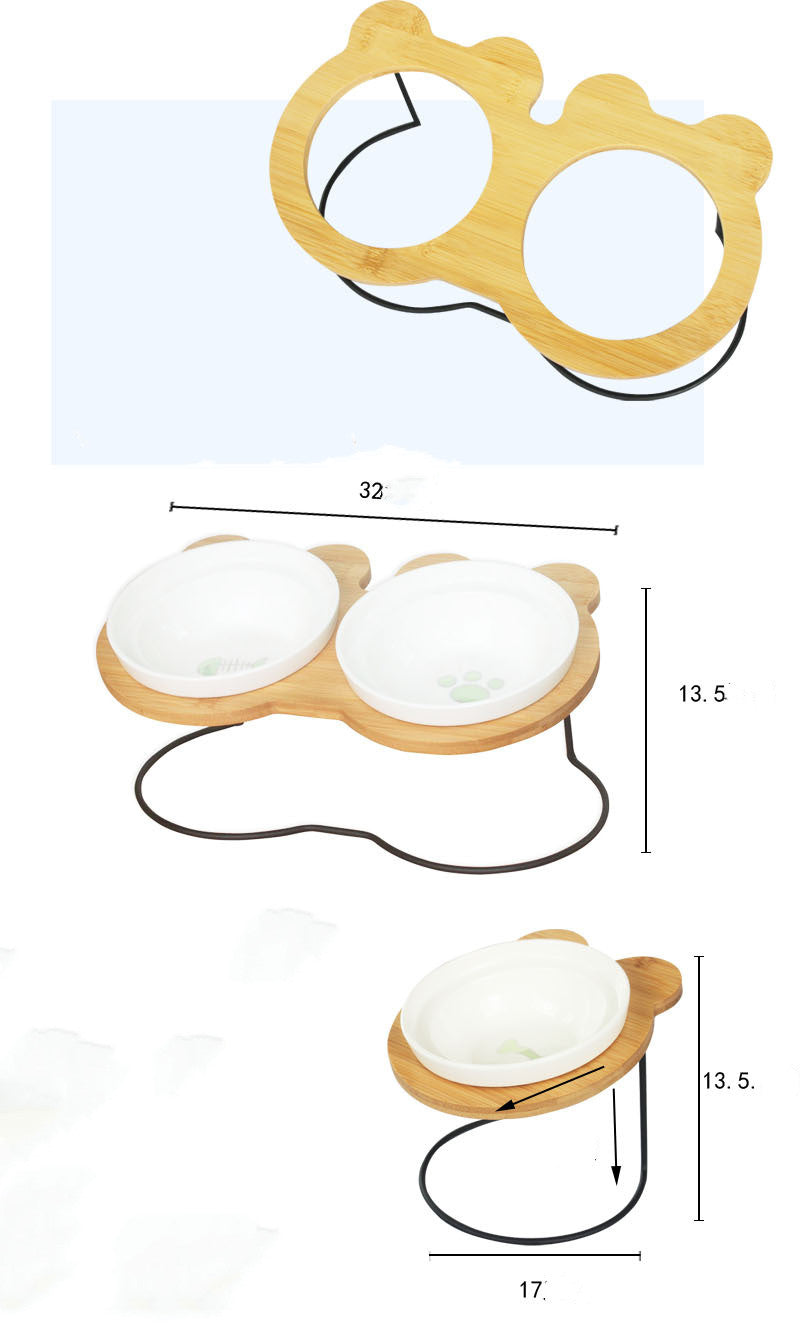 Slanted pet bowl with bamboo stand Pets Fashion
