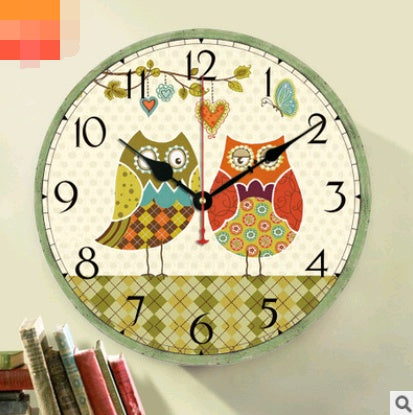 European and American style rustic wall clock owl series wall clock retro wall clock PearlNestDecor.com