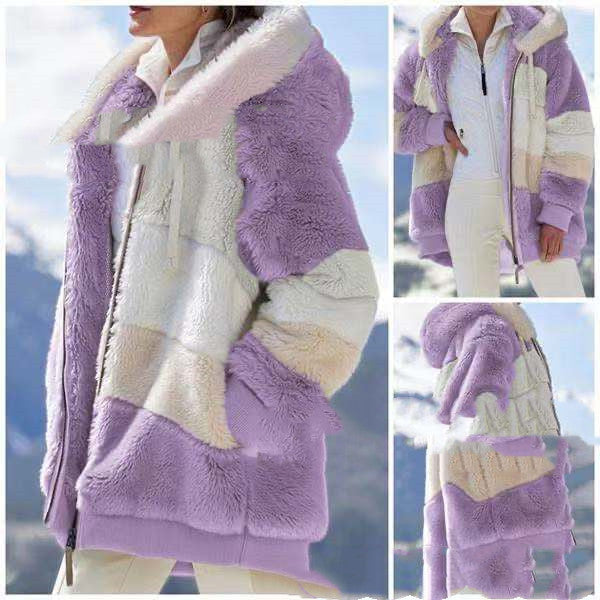 Multicolor patchwork hooded short fashion jacket LadyShow.Store