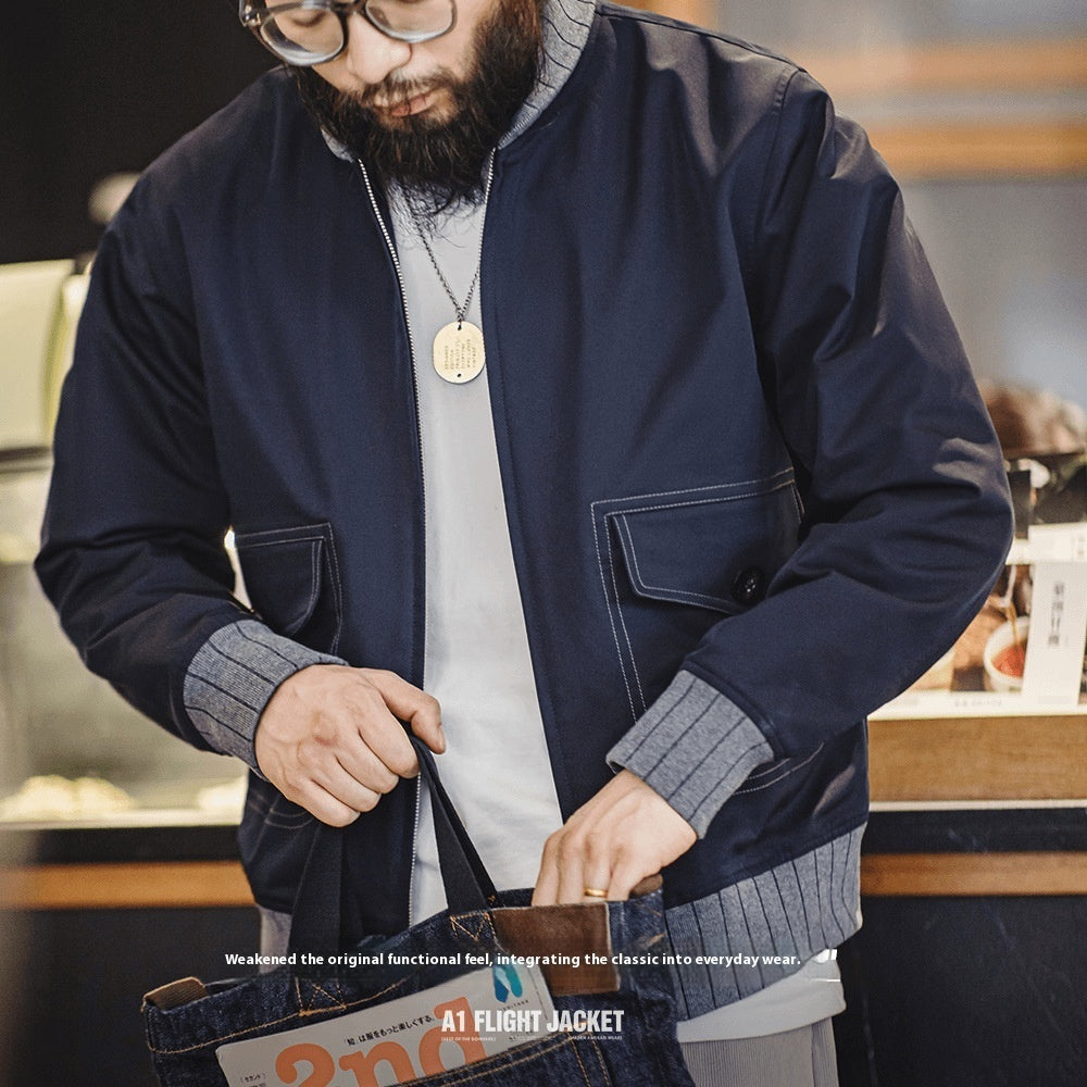 Bomber Jacket Men's Fashion All-matching Color Contrast Patchwork