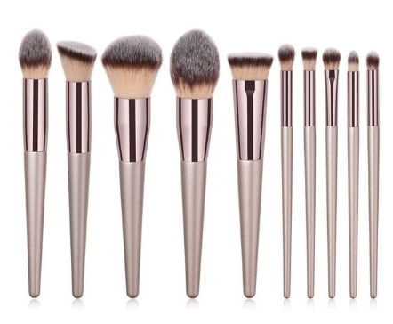 Wooden handle champagne gold makeup brush foundation brush beauty makeup kit