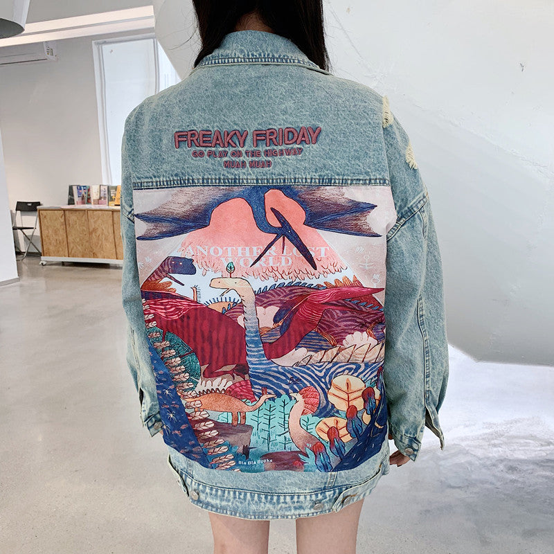 Dinosaur Patch Denim Jacket Pi-Mart