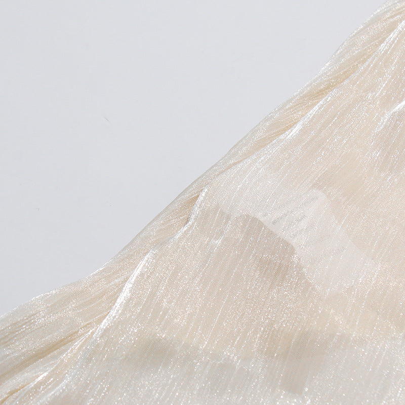 Cream Cold-Shoulder Halter Blouse NorixaFashion.com