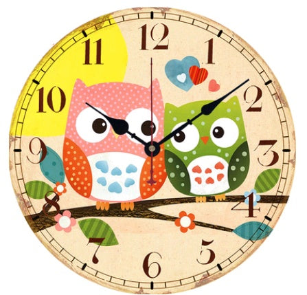 European and American style rustic wall clock owl series wall clock retro wall clock PearlNestDecor.com