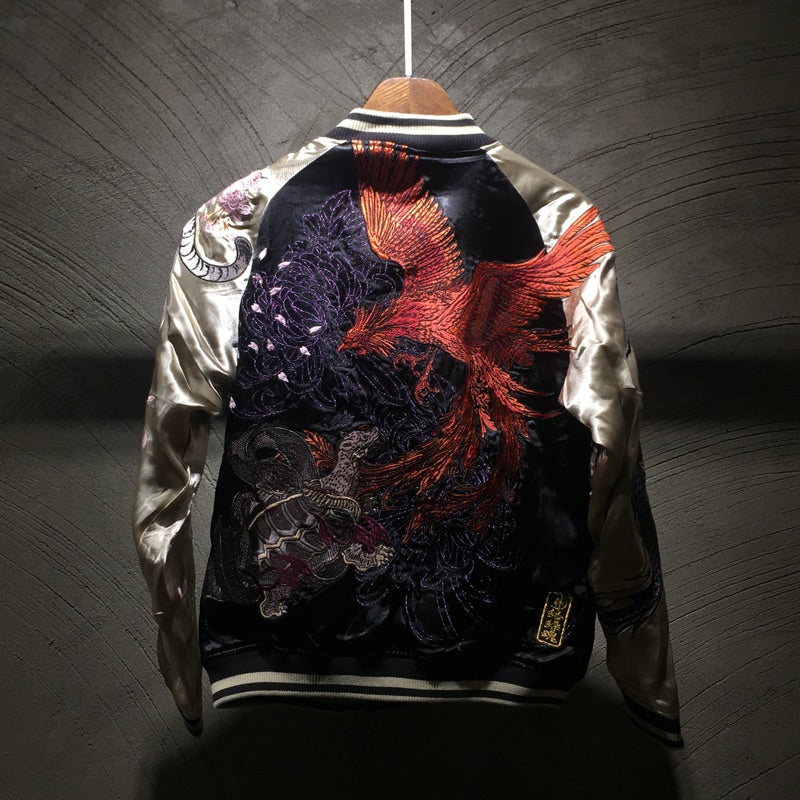 Men's Double-Sided Embroidered Jacket with Four Gods Pi-Mart
