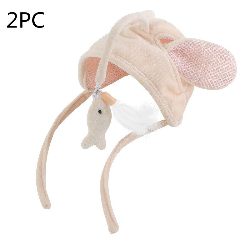 New Head Wearing Feather Funny Cat Stick Funny Cat Toy Stick Gray Big Eye Pet Toys Pet Products Pets Fashion