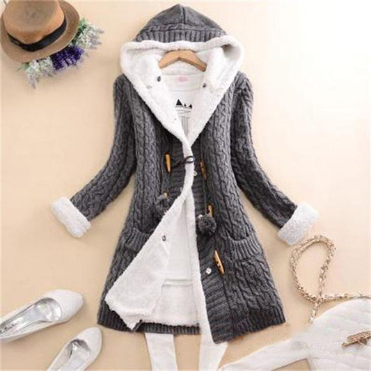 Women's Clothing With Warm Plush Cardigan Horn Button Best YouTube Store