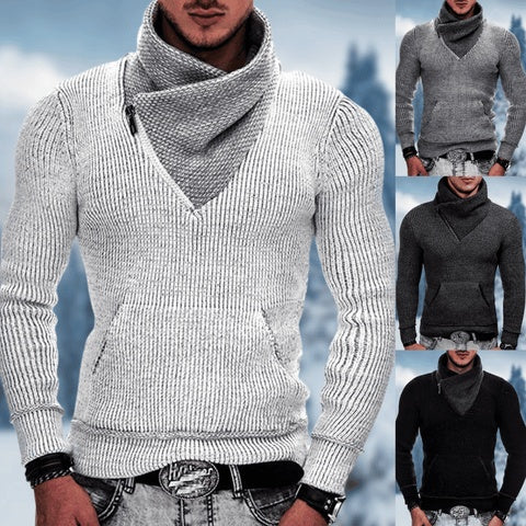 Fashion Pocket High Neck Slim Fit Sweater Knit Coat LadyShow.Store
