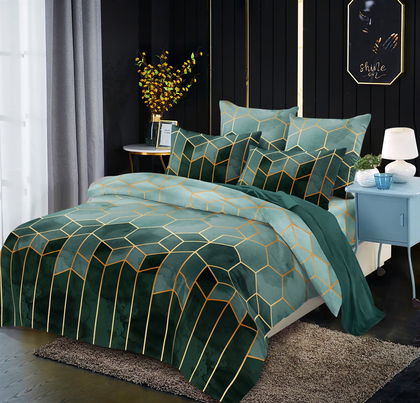 Gilt Line Geometric Elements Quilt Cover Set Bedding