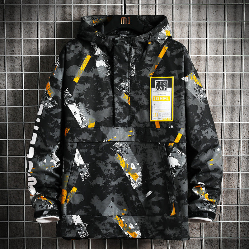 Hooded Plus Size Zipper Travel Yellow Regular Jacket