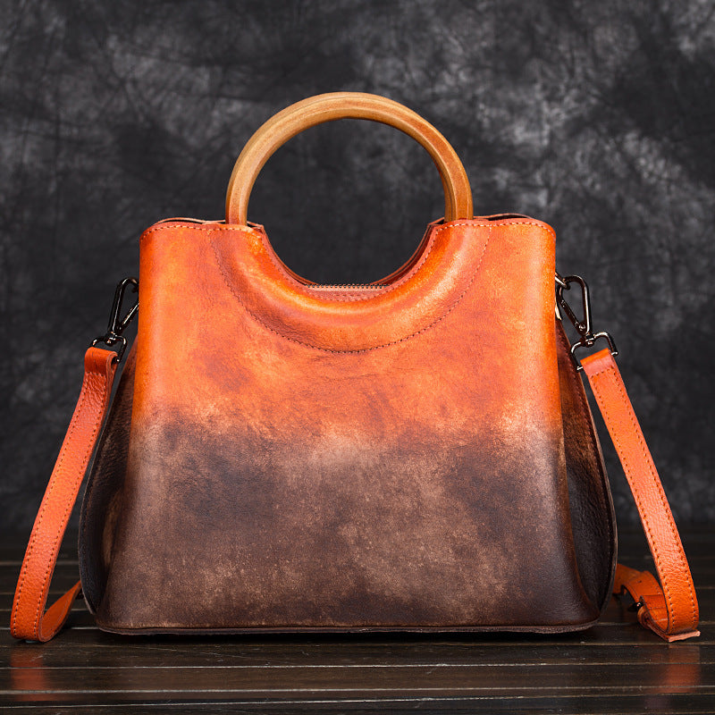 Leather handbags hand-painted suede leather handbags retro craft trend ladies handbag diagonal package LadyShow.Store