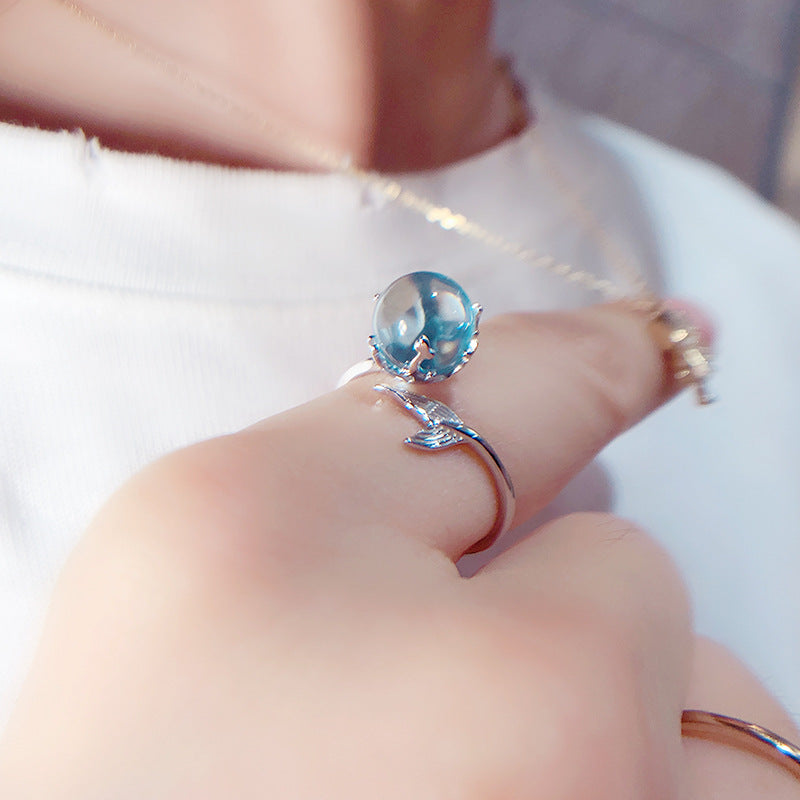 s925 sterling silver aquamarine necklace LadyShow.Store