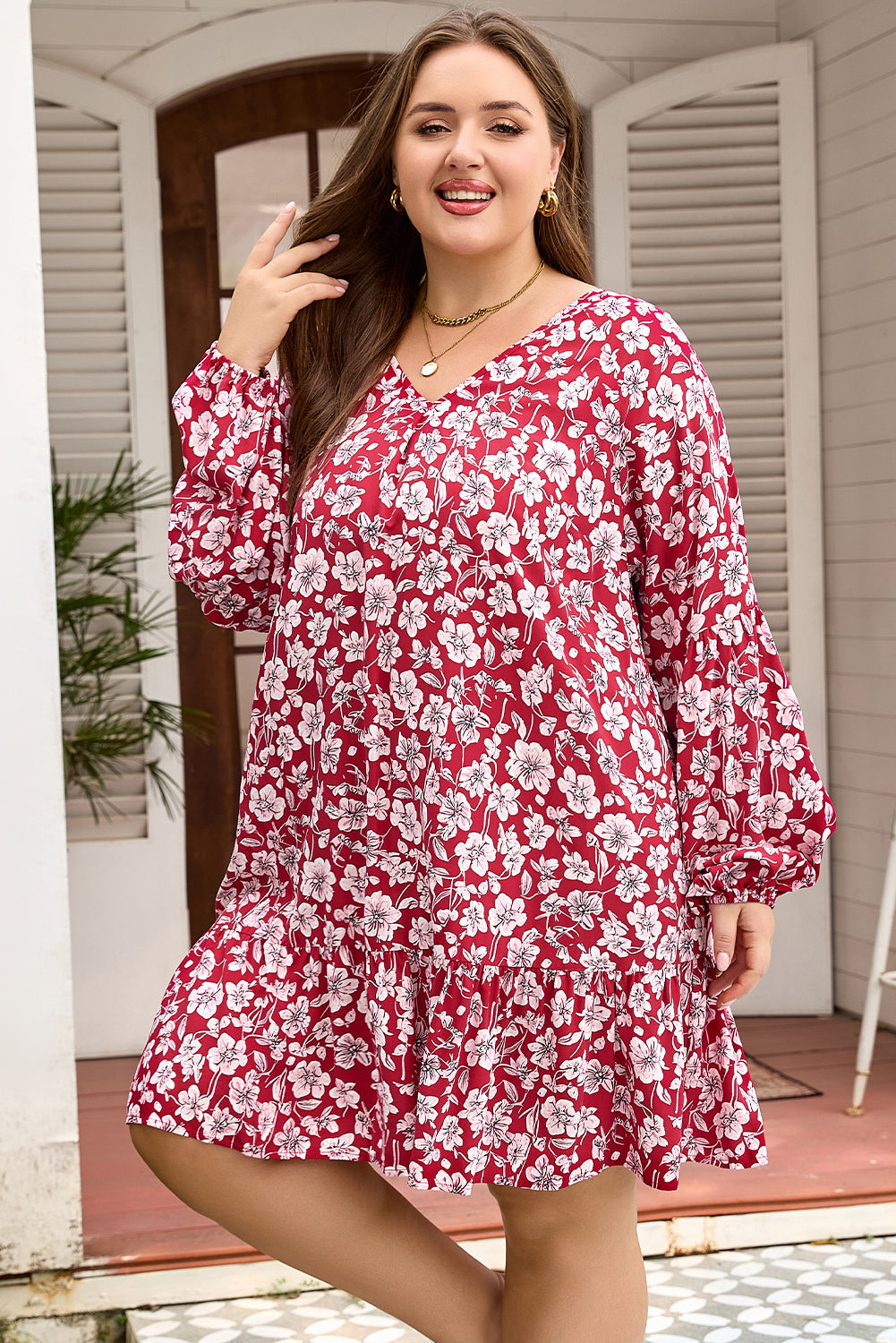Georgina Balloon Sleeve Relaxed PLUS Dress LuxuryLifeWay Online Store