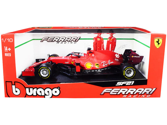 Ferrari SF21 #16 Charles Leclerc Formula One F1 Car "Ferrari Racing" Series 1/18 Diecast Model Car by Bburago LuxuryLifeWay Online Store