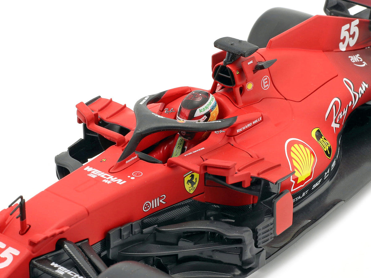 Ferrari SF21 #55 Carlos Sainz Formula One F1 Car "Ferrari Racing" Series 1/18 Diecast Model Car by Bburago LuxuryLifeWay Online Store