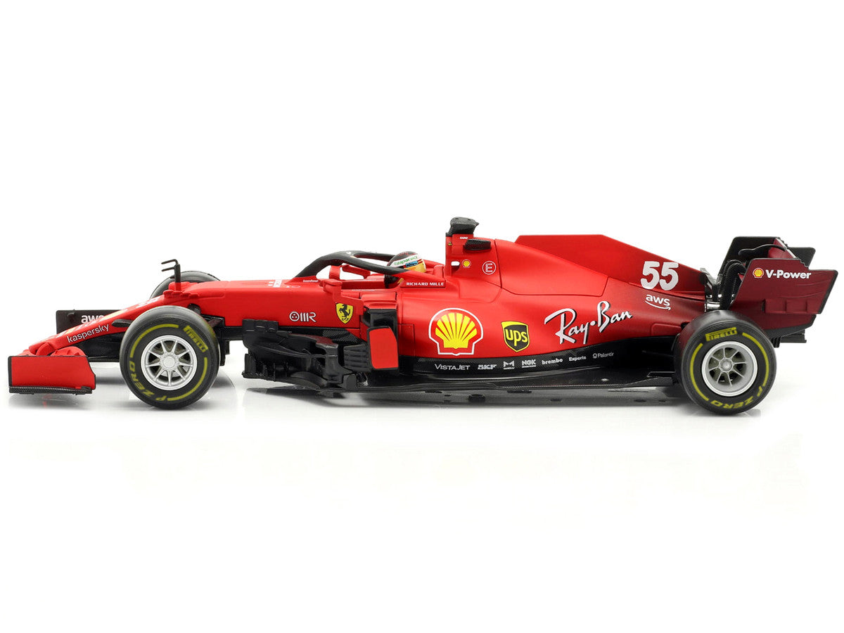 Ferrari SF21 #55 Carlos Sainz Formula One F1 Car "Ferrari Racing" Series 1/18 Diecast Model Car by Bburago LuxuryLifeWay Online Store