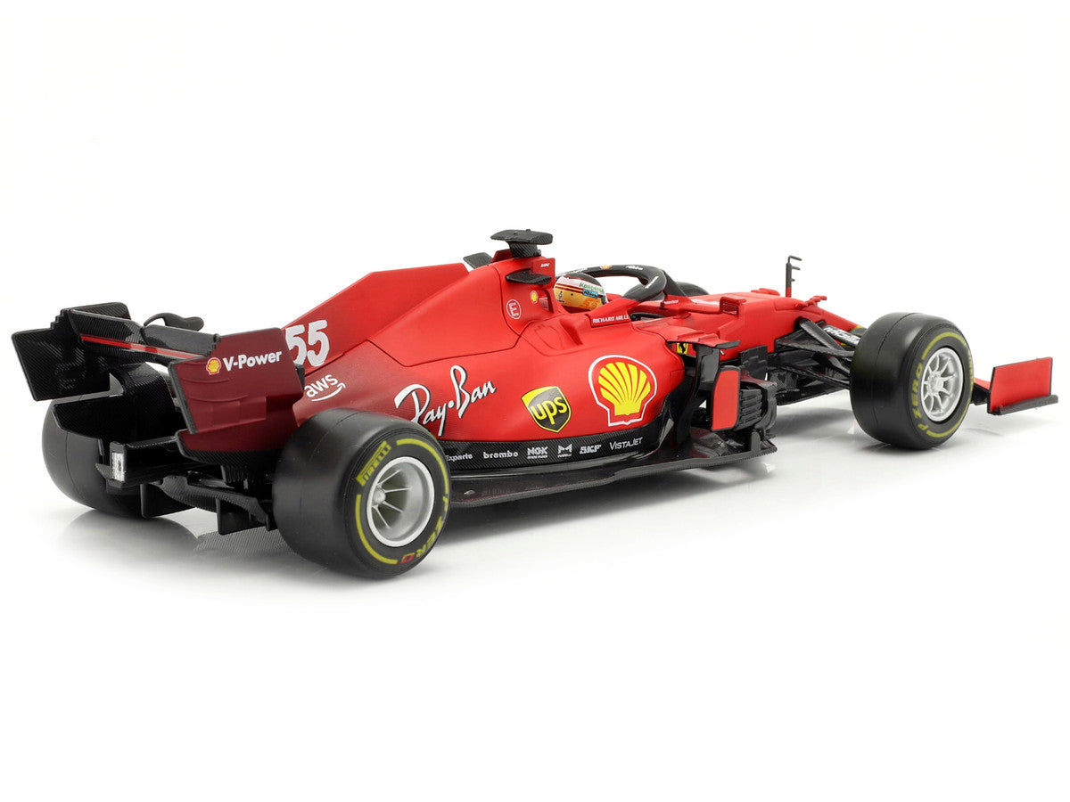 Ferrari SF21 #55 Carlos Sainz Formula One F1 Car "Ferrari Racing" Series 1/18 Diecast Model Car by Bburago LuxuryLifeWay Online Store