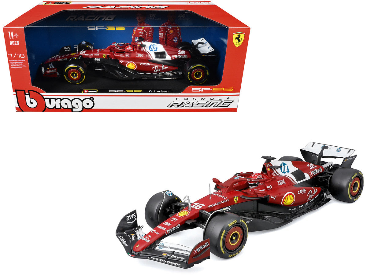Ferrari SF-25 #16 Charles Leclerc Formula One F1 World Championship (2025) "Formula Racing" Series 1/18 Diecast Model Car by Bburago LuxuryLifeWay Online Store