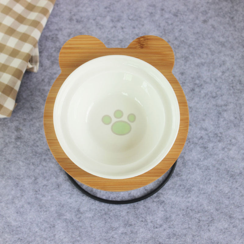 Slanted pet bowl with bamboo stand Pets Fashion