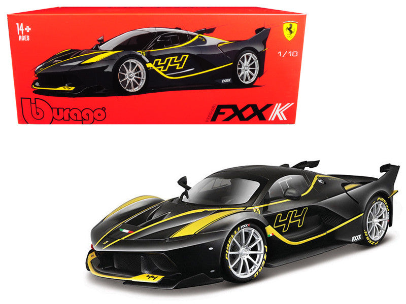 Ferrari FXX-K #44 Black with Yellow Stripes "Signature Series" 1/18 Diecast Model Car by Bburago LuxuryLifeWay Online Store
